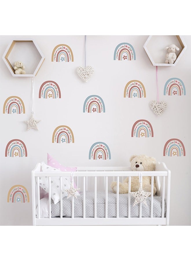 HY 36 Pcs Flower Mini Rainbow Bohemian Decal, Room Decoration DIY Stickers Children's Baby PVC Wall Stickers Waterproof and Stick Rainbow Mural Stickers Vinyl Kids Wall Decor Art  - Image 5