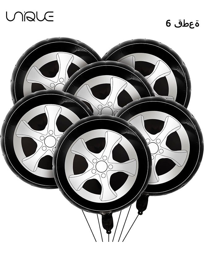يونيك 6 قطع عجلة الإطارات بالون - 18 بوصة سباق بالون - سباق حزب الديكور - سيارة موضوع حزب الديكور اللوازم - أسود / أبيض - Image 1