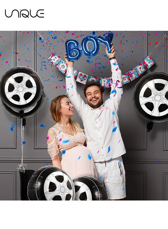 يونيك 6 قطع عجلة الإطارات بالون - 18 بوصة سباق بالون - سباق حزب الديكور - سيارة موضوع حزب الديكور اللوازم - أسود / أبيض - Image 4