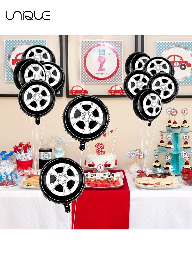 يونيك 6 قطع عجلة الإطارات بالون - 18 بوصة سباق بالون - سباق حزب الديكور - سيارة موضوع حزب الديكور اللوازم - أسود / أبيض - Image 5