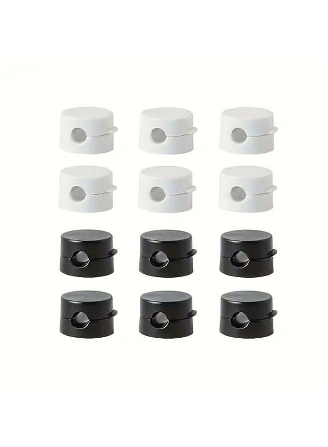 12pcs Magnetic Cable Holders Self Adhesive No Tools Needed Strong Magnetic Base For Desk Office Home Black White - Image 1