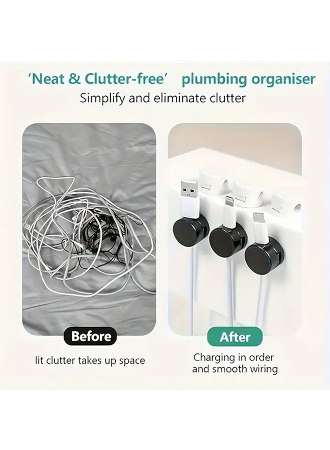 12pcs Magnetic Cable Holders Self Adhesive No Tools Needed Strong Magnetic Base For Desk Office Home Black White - Image 3