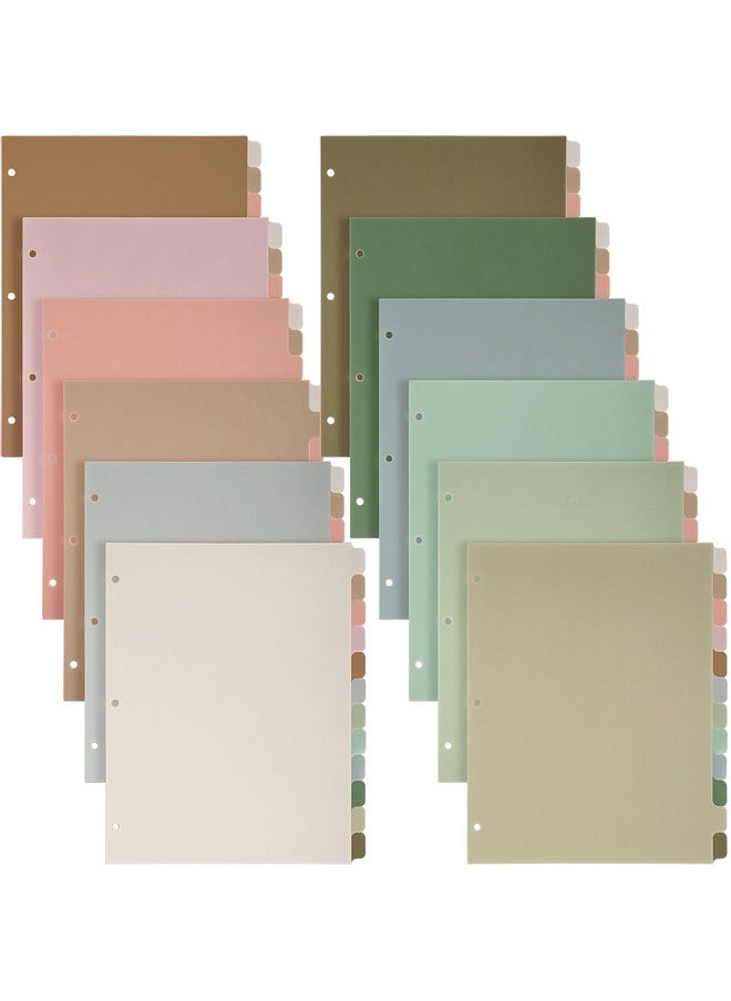 Honoson 12 Sets 12 Tab Binder Dividers For 3 Ring Binders 8.5 X 11 Inch Paper Multicolor Dividers With Plastic Film 3 Hole Punched Page Dividers Sturdy Binder Index Dividers For School(Dark Color)  - Image 1