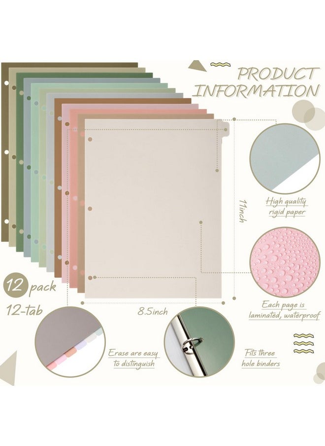 Honoson 12 Sets 12 Tab Binder Dividers For 3 Ring Binders 8.5 X 11 Inch Paper Multicolor Dividers With Plastic Film 3 Hole Punched Page Dividers Sturdy Binder Index Dividers For School(Dark Color)  - Image 2