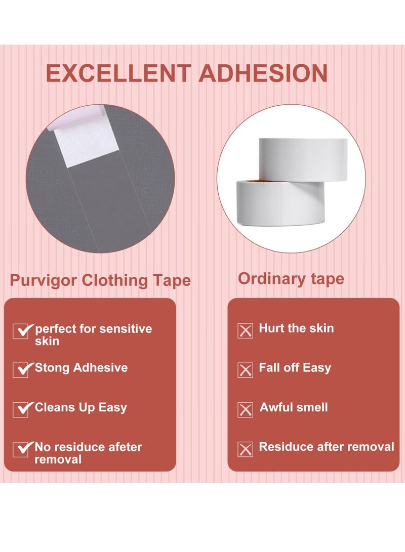 Purvigor 108 Strips Body and Clothing Fashion Tape Double Sided Tape for Clothes Dress Tape Transparent Clothing Tape for Clothes to Skin Body Tape for Any Kinds of Clothes Ideal Tape to Hold Clothes in Place  - Image 2
