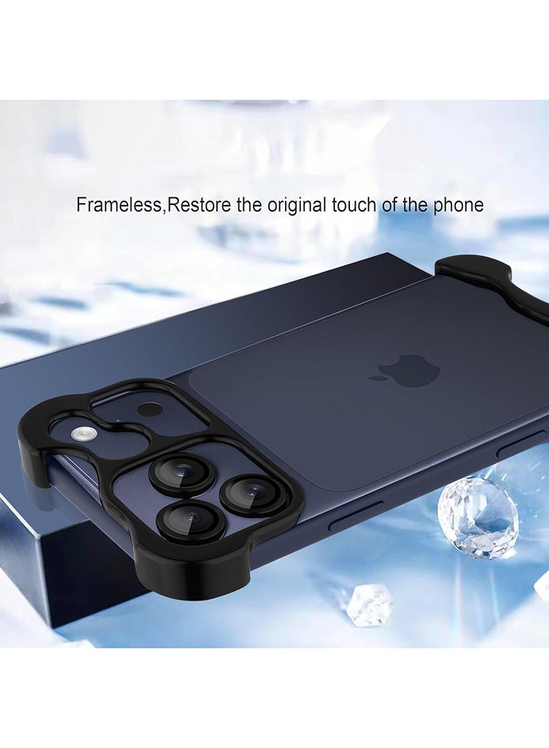 Case Up iPhone 17 Pro Case, Premium Aluminum Bumper Frame with Metal Corner, Camera Lens Protection, Frameless Minimalist Design Cover For iPhone 17 Pro 6.3 Inch - Black - Image 3