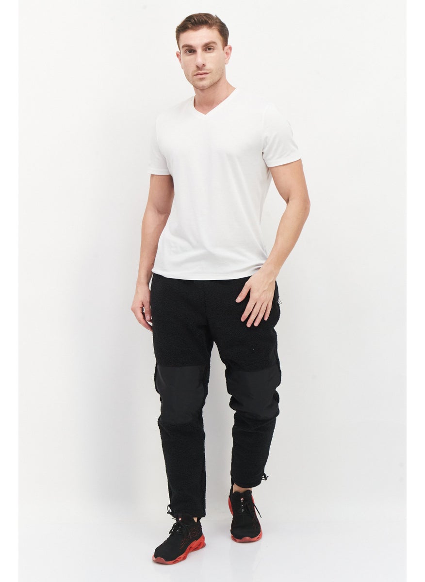 Fourlaps - Men Regular Fit Drawstring Textured Sweatpants, Black - Image 1