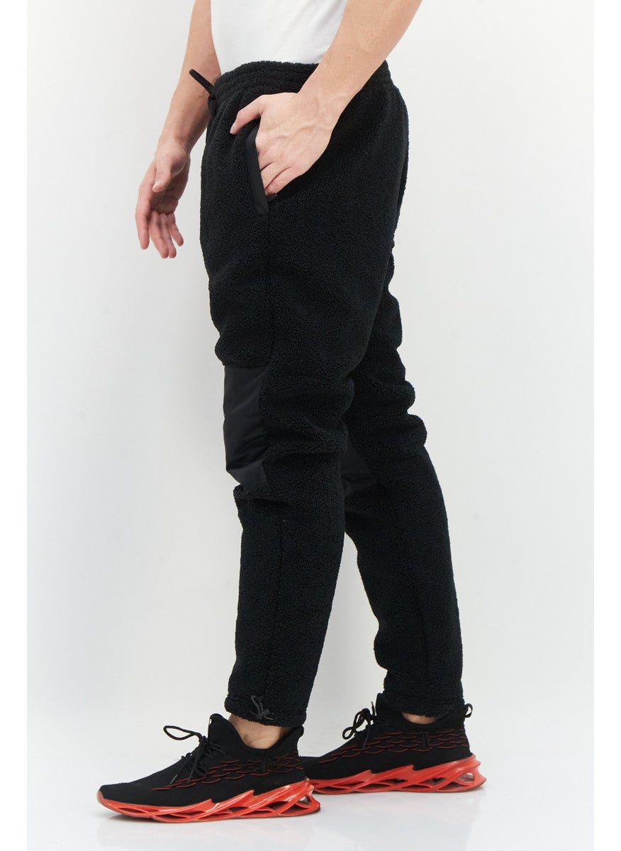 Fourlaps - Men Regular Fit Drawstring Textured Sweatpants, Black - Image 1