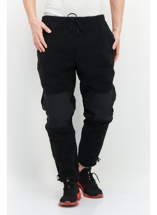Men Regular Fit Drawstring Textured Sweatpants, Black