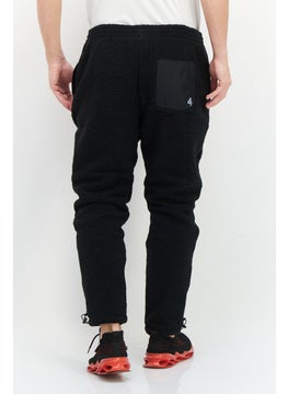 Fourlaps Men Regular Fit Drawstring Textured Sweatpants, Black  - Image 4