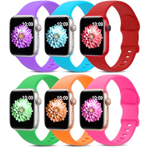 AMSKY 6 Pack Sport Bands Compatible with Apple Watch Band 38mm 40mm 41mm 42mm 44mm 45mm 49mm 46mm,Silicone Waterproof Strap for iWatch Apple Watch Series 11 10 9 Ultra 8 7 6 5 4 3 2 1 SE Women Men - Image 1