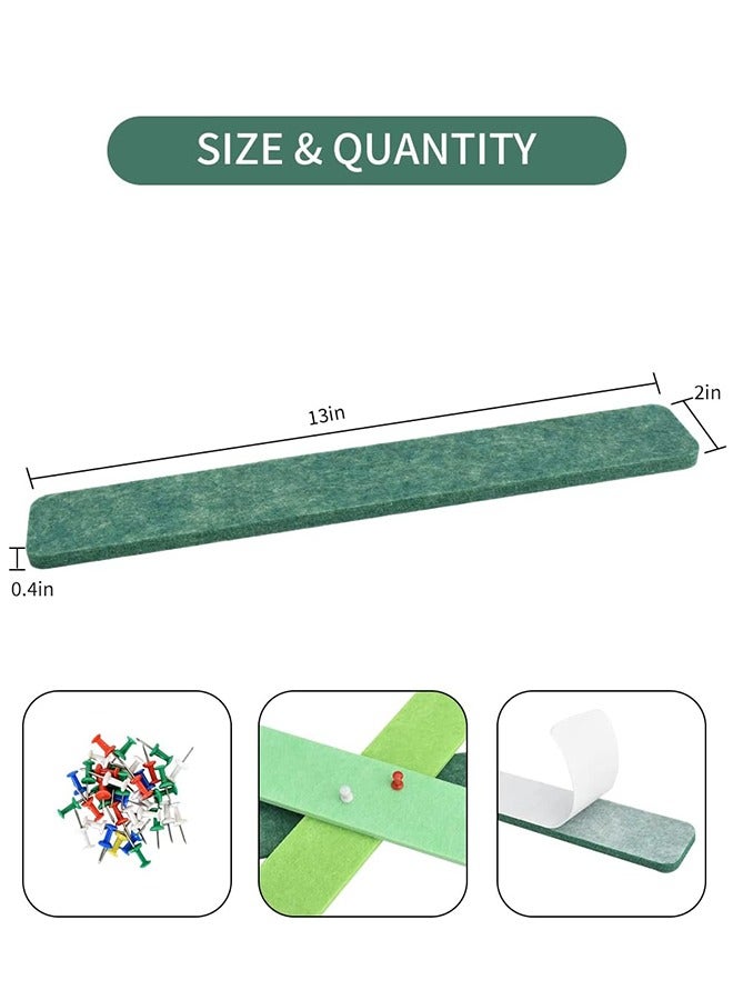 8 pcs Bulletin Board Bar Strips ,Self Adhesive Cork Board for Wall,Felt Pin Board for School,Office Decor, with 35 Pushpins  Post-it Notes (Green) - Image 2