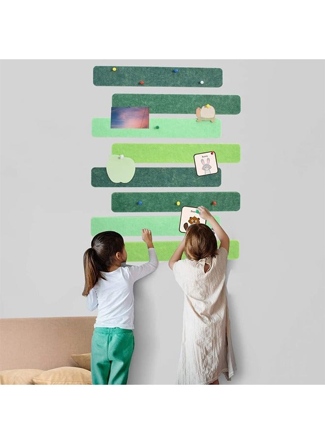 8 pcs Bulletin Board Bar Strips ,Self Adhesive Cork Board for Wall,Felt Pin Board for School,Office Decor, with 35 Pushpins  Post-it Notes (Green) - Image 5