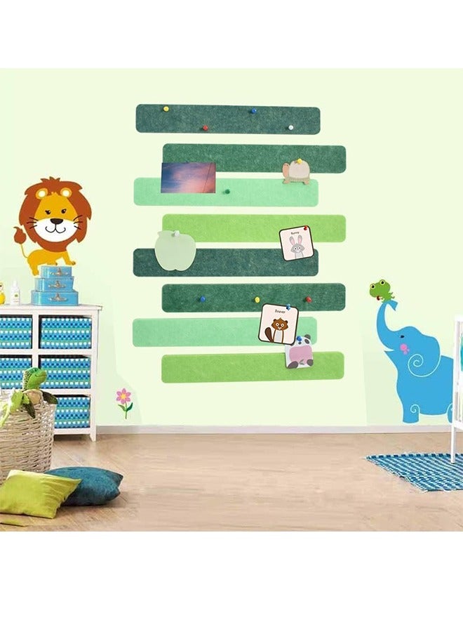 8 pcs Bulletin Board Bar Strips ,Self Adhesive Cork Board for Wall,Felt Pin Board for School,Office Decor, with 35 Pushpins  Post-it Notes (Green) - Image 4