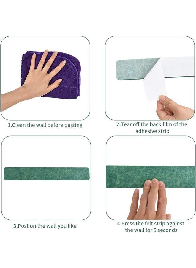 8 pcs Bulletin Board Bar Strips ,Self Adhesive Cork Board for Wall,Felt Pin Board for School,Office Decor, with 35 Pushpins  Post-it Notes (Green) - Image 3