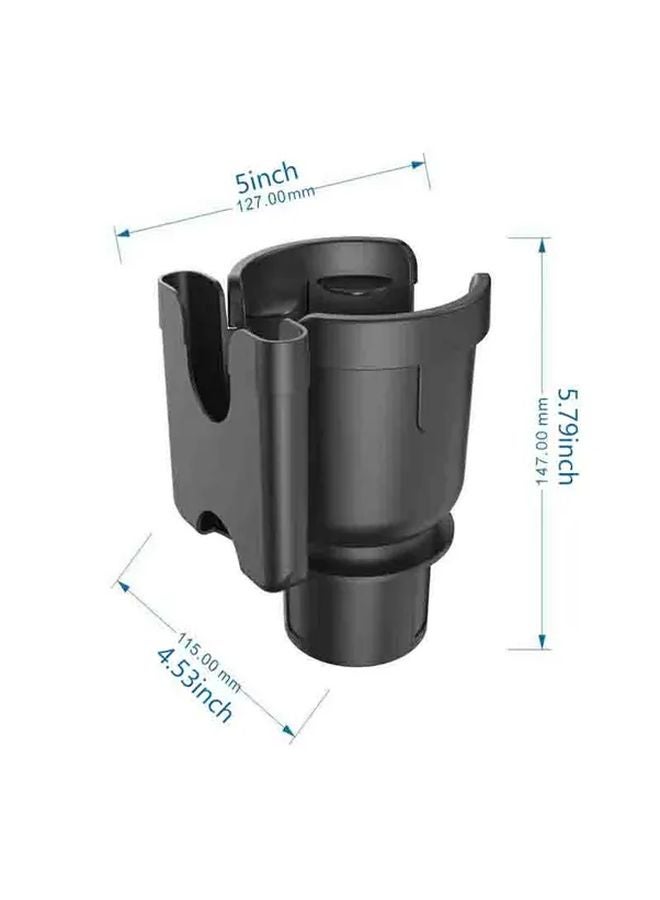 Black 2 In 1 Car Cup Holder And Phone Mount Adjustable 360 Rotatable Non Slip Grip - Image 3