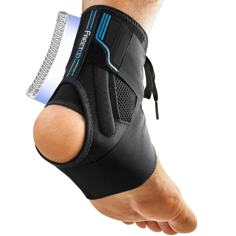 FREETOO Ankle Brace Maximum Metal Support for Men Women Compression Foot Support for Sprained Ankle Plantar FasciitisInjury Recovery Lace up Ankle Support for Running Volleyball LeftRight