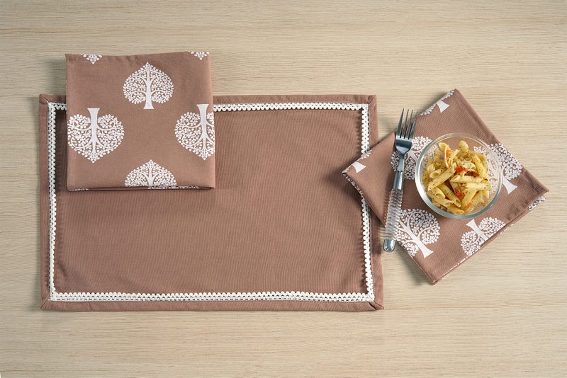 Swayam 100% Cotton Dinner Napkins 6pc Brown 16 X 16, Friendly Cotton Fabric, Machine Washable for Dinner, Can be use at Home, Café, Restaurant & Banquet - Image 2