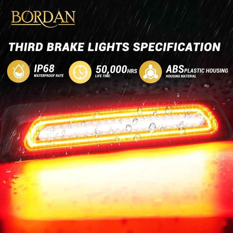 BORDAN Third Brake Light Stop Lamp Fit for 2007-2020 Tundra LED 3rd Brake Lights Rear Cargo Lamp High Mount Stop Light Smoked Lens Assembly - Image 5
