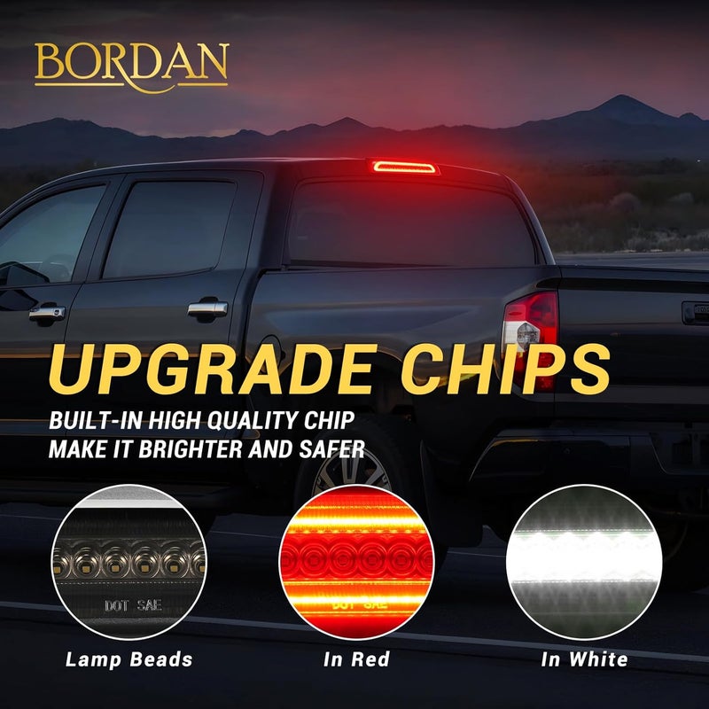 BORDAN Third Brake Light Stop Lamp Fit for 2007-2020 Tundra LED 3rd Brake Lights Rear Cargo Lamp High Mount Stop Light Smoked Lens Assembly - Image 3