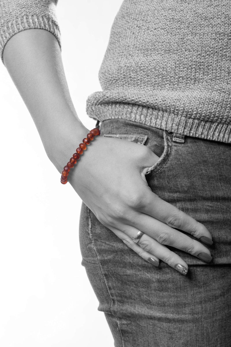 AMBERAGE Natural Baltic Amber Bracelet for Adults (Women/Men) - Hand made From Raw-Unpolished/Certified Baltic Amber Beads(6 Colors) (7, Raw-Unpolished Cognac) - Image 3