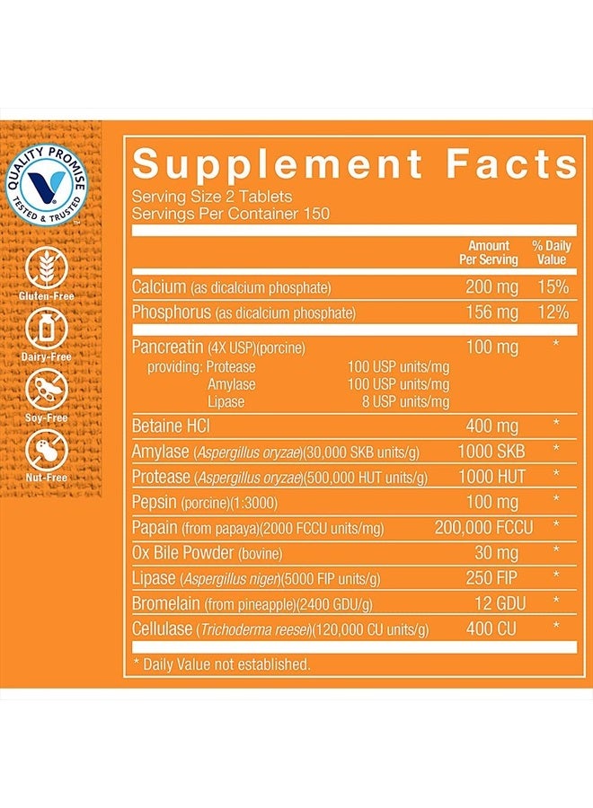 The Vitamin Shoppe Multi Enzyme - Helps Support The Digestion & Absorption of Protein, Carbs & Fat (300 Tablets)  - Image 2