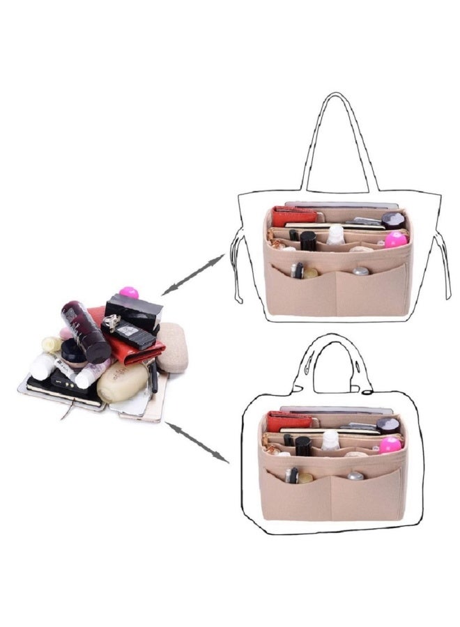 ZTUJO Purse Organizer Insert Felt Bag Organizer With Zipper Handbag And Tote Shaper For Speedy Neverfull Tote 6 Sizes Beige Large - Image 4