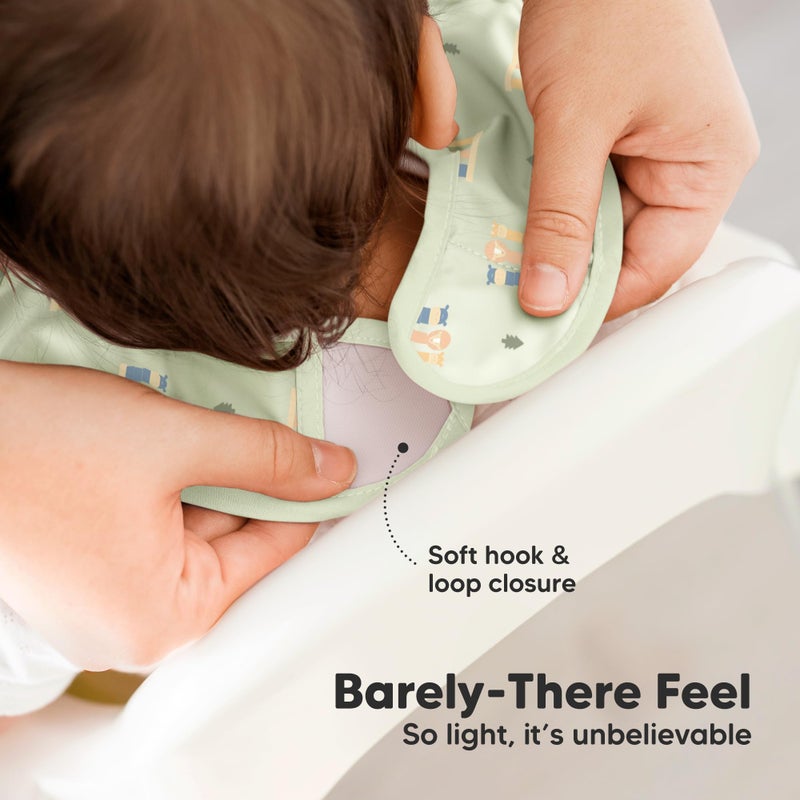 KeaBabies 3-Pack Waterproof Baby Bibs for Eating - Lightweight Toddler Feeding Bibs with Large Food Catcher, Mess Proof, Food-Grade Baby Eating Essentials, Easy to Put On & Clean (Toy Land) - Image 4
