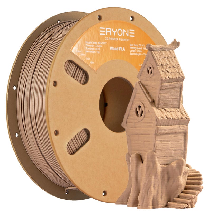 ERYONE Wood PLA Filament 3D Printer PLA Filament 175mm 003mm PLA Filament 1KG Cardboard Spool22LBS Light Wood