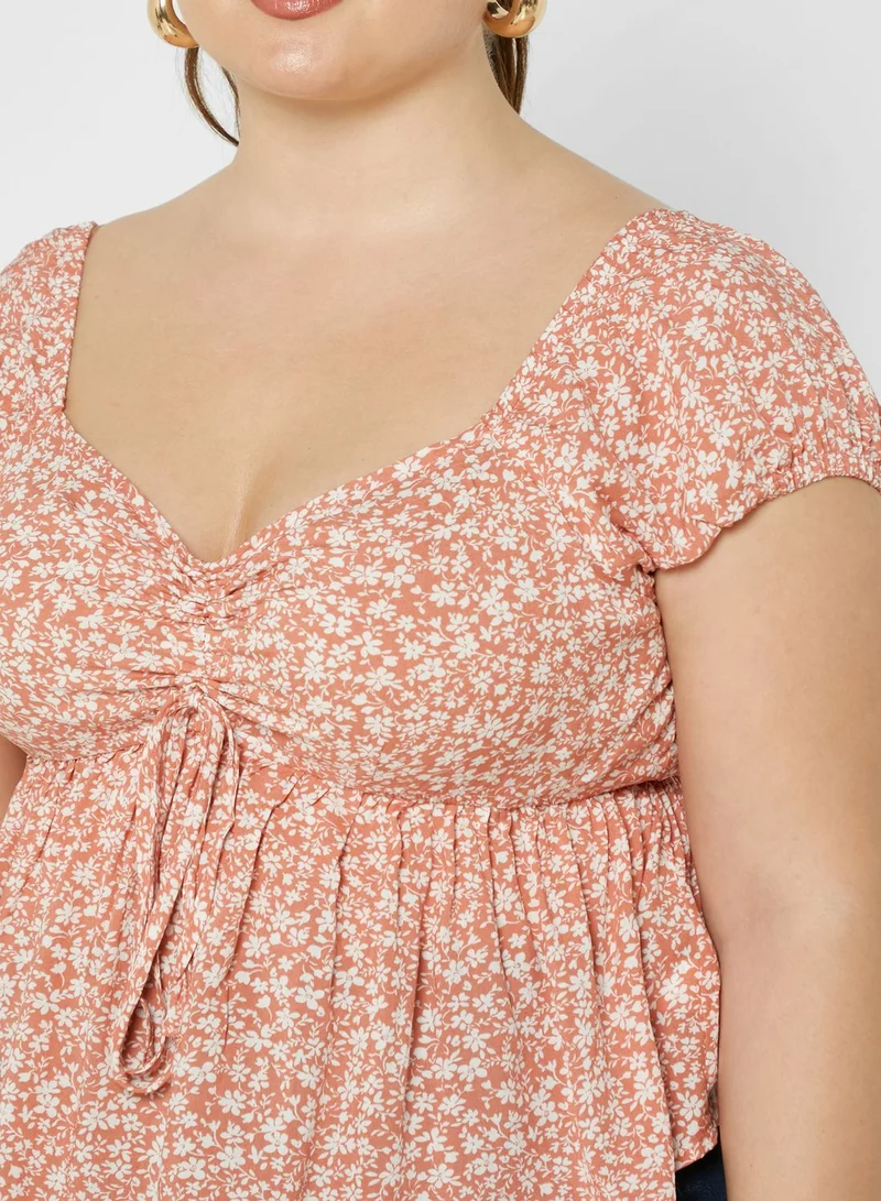 Ginger Plus Printed Peplum Top