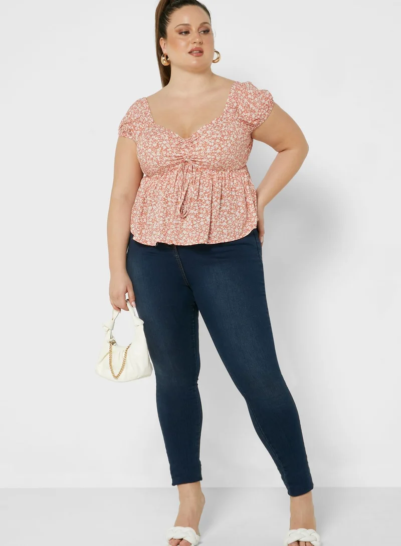 Ginger Plus Printed Peplum Top