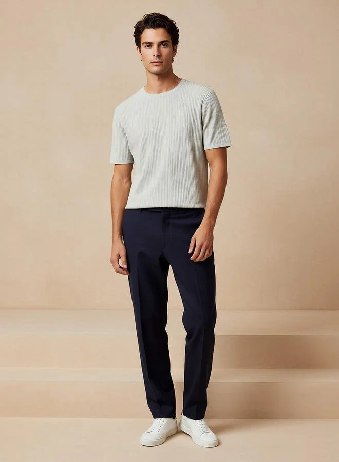 Iconic Iconic Textured Crew Neck T-shirt