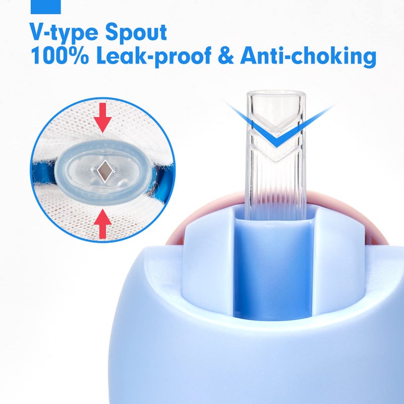 hahaland Sippy Cups for Baby 6-12 Months - 2 in 1 Spout & Straw Unicorns Sippy Cups for Toddlers 1-3 No Spill Transition Weighted Straw Cup (1 Cup with 2 Nipples) Baby First Christmas Gifts - Image 5