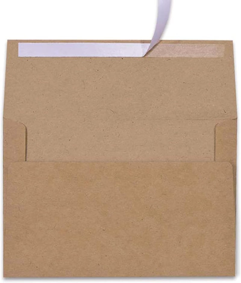 AZAZA 100 Pack, Size A4, 100lbs Brown Kraft Paper 4 x 6 Envelopes - For 4x6 Cards| Self Seal| Perfect for Weddings, Invitations, Baby Shower| Stationery For General, Office | 4.25 x 6.25 inches (A4) - Image 1