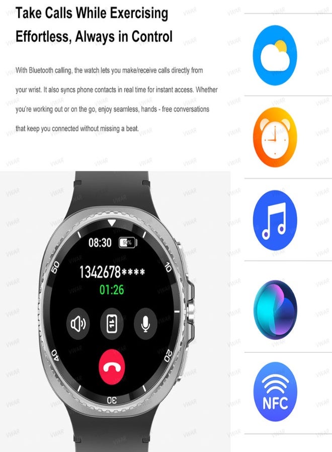 AROAQ HD8 C Smartwatch  – 1.43” TFT Screen, Heart Rate & SpO2 Monitoring, Bluetooth Calling, NFC, Multi-Sport Tracker, Wireless Charging, 3ATM Waterproof - Gray - Image 4