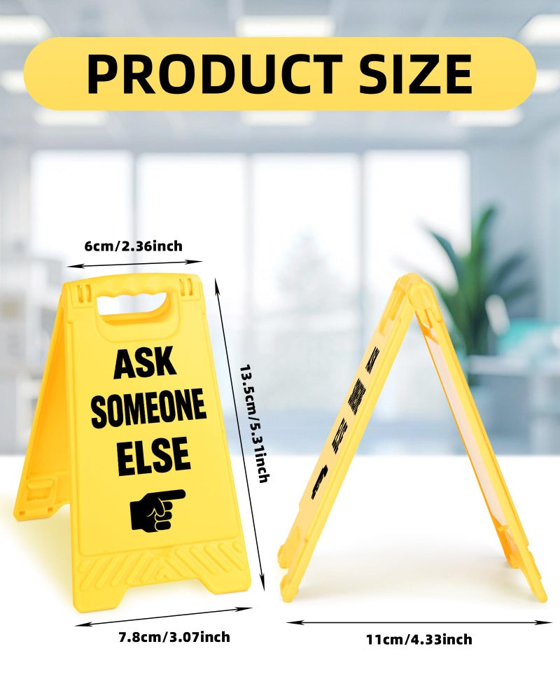 EXUBERIUM Ask Someone Else Funny Reminder Desk Sign Yellow Warning Style Office Table Decorative Gift for Coworkers Friends Home Workspace Phone Holder Mirror Acrylic Cubicle Tabletop Sign White Elephant Gifts - Image 2