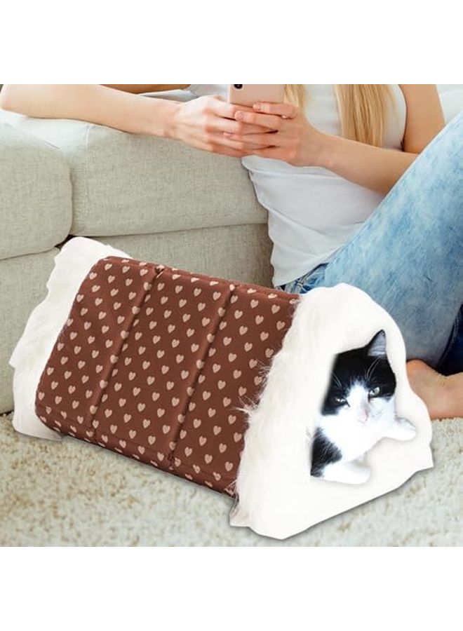 Brown Plush Pet Bed Cave Warm Folding Cushion Removable Washable Hygienic - Image 4