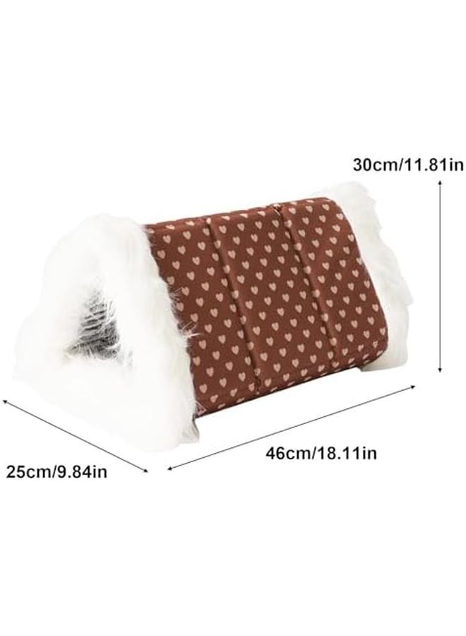 Brown Plush Pet Bed Cave Warm Folding Cushion Removable Washable Hygienic - Image 3