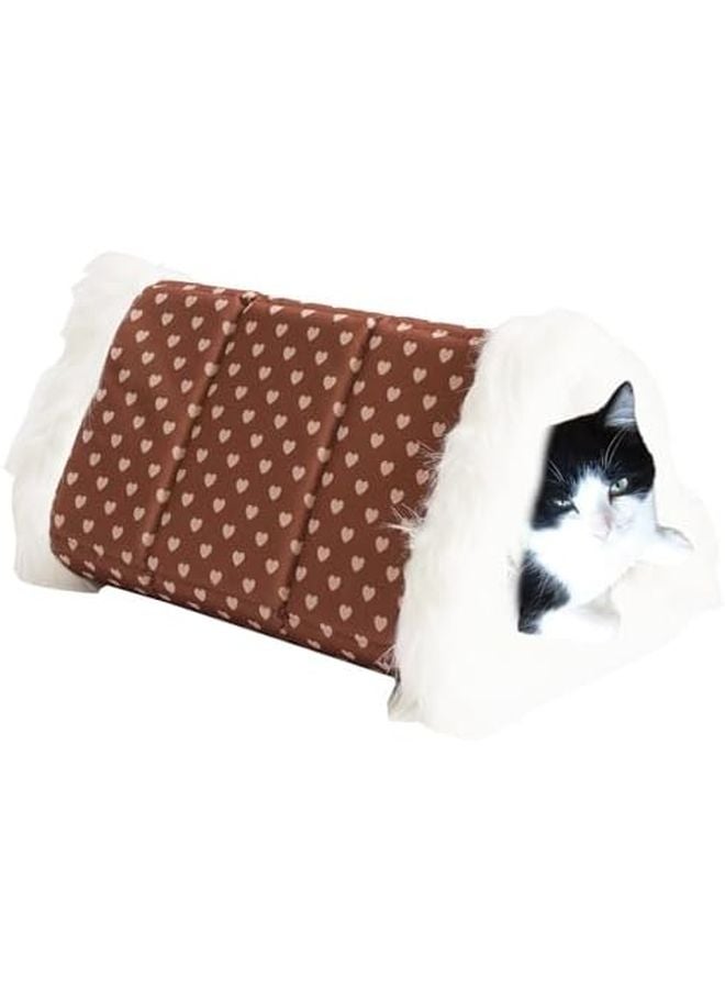 Brown Plush Pet Bed Cave Warm Folding Cushion Removable Washable Hygienic - Image 2