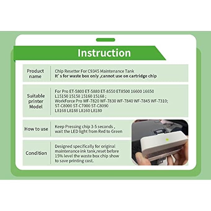 C9345 MAINTENANCE TANK CHIP RESETTER FOR PRINTER ET-5800 16600 L15150 15160 WF7820 ST-C8000 L8168 L8188 - Image 3