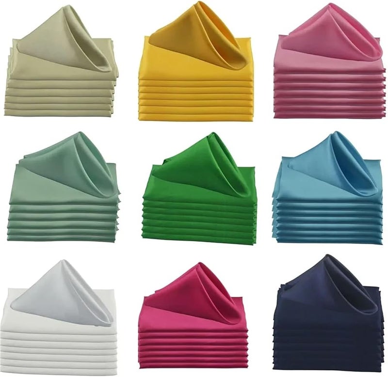 مناديل قماش ساتان أزرق ملكي 30 قطعة 30 سم مربع لتزيين طاولة عشاء حفل الزفاف - Image 4