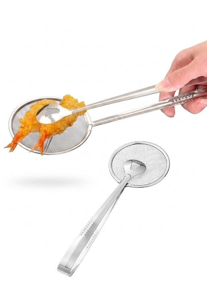 Kitchen Frying Strainer Tongs Stainless Steel Oil Filter Clip 30 cm - Image 1