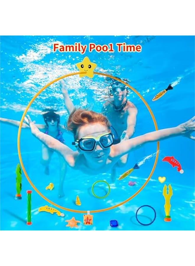 Pool Rings Diving Toys - 38pcs Swimming Thru Pool Diving Game Toys,Pool Toys or Kids Ages 4-8-12,with Diving Rings,Diving Gems, Dive Sticks,Pool Torpedo,Including Storage Mesh Bags, Etc. - Image 4