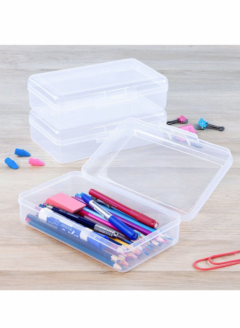 KASTWAVE 1 Pack Plastic Pencil Box with Lid Snap Closure, Large Capacity School Supplies Storage Organizer Box for Kids  - Image 1