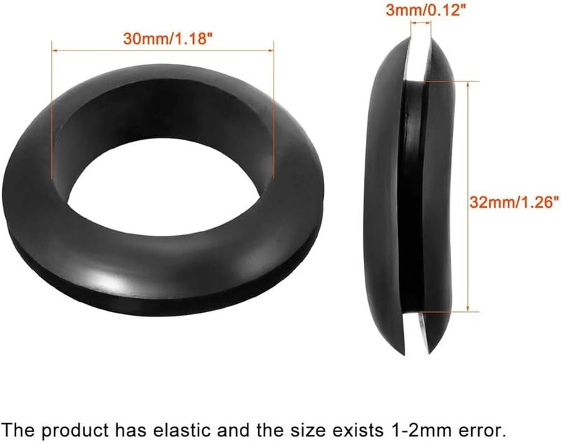 30 مم قطر داخلي أسود سدادة مطاطية 15 قطعة واقي أسلاك مقاوم للزيت - Image 1