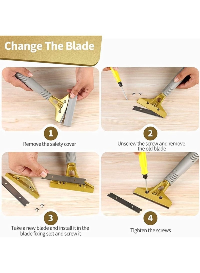 Razor Blade Scraper Tool with 10 Extra Metal Blades – Multi‑Purpose Window Glass Sticker Remover for Tile, Stove, Floor & Wall Cleaning - Image 3