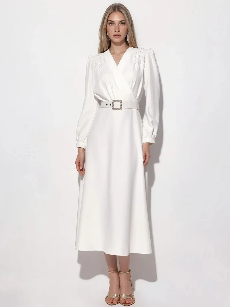 جينيفر Belted A-line Midi Dress