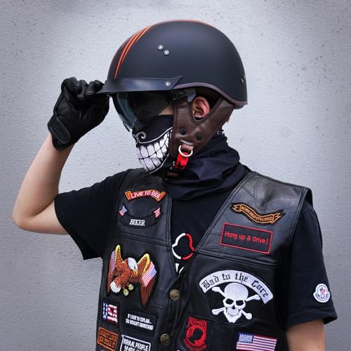 VCOROS Half Helmet Motorcycle DOT Approved Open Face Helmet F07 with Sun Visor and Quick Release Buckle for Adults Men and Women AngelS - Image 3