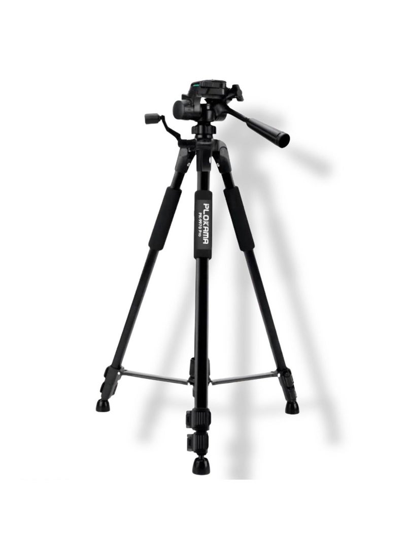 PLOKAMA PK 9970 Professional Camera Tripod – Heavy Duty Aluminum Tripod Stand with 3-Way Pan Head, Quick Release Plate, Adjustable Height 20-70 Inches – Compatible with DSLR, Mirrorless, Smartphone & Camcorder - Image 1