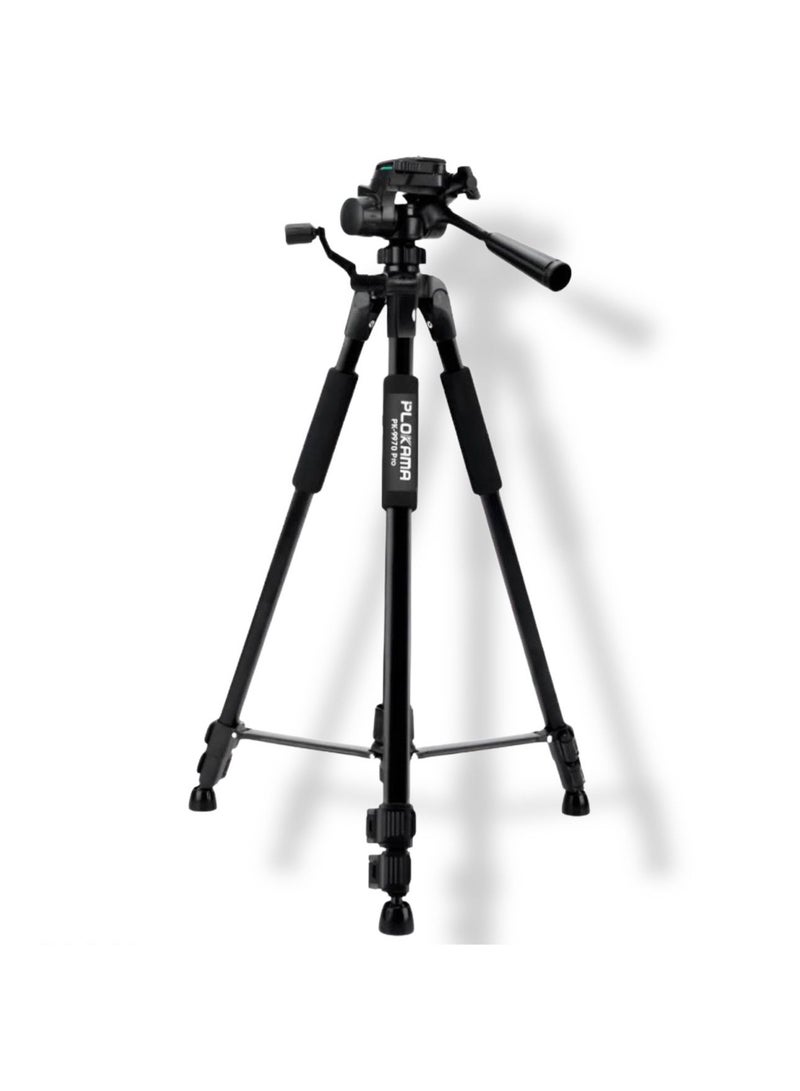 PLOKAMA PK 9970 Professional Camera Tripod – Heavy Duty Aluminum Tripod Stand with 3-Way Pan Head, Quick Release Plate, Adjustable Height 20-70 Inches – Compatible with DSLR, Mirrorless, Smartphone & Camcorder - Image 3